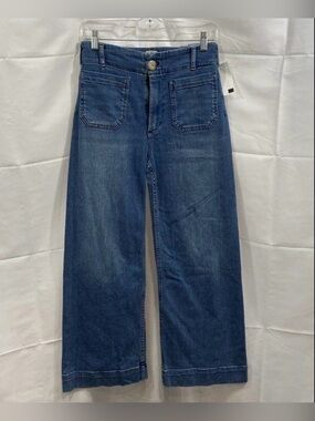 Anthropologie Maeve Colette Relaxed Cropped Wide-Leg Jeans in Blue Wash